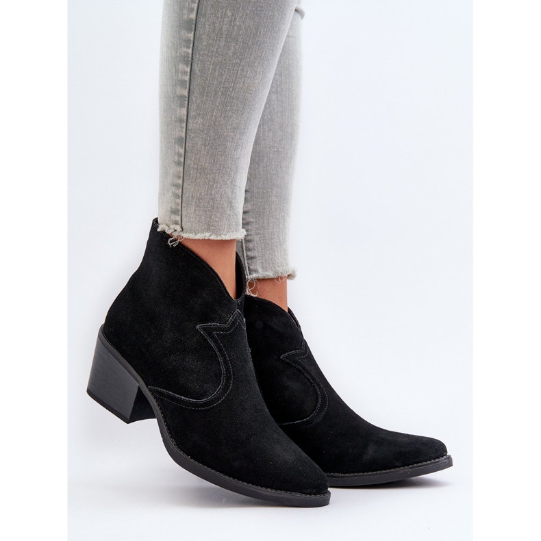 S.Barski Velúr Cowboy csizma cipzárral D&amp;A SN622-29 Fekete 2