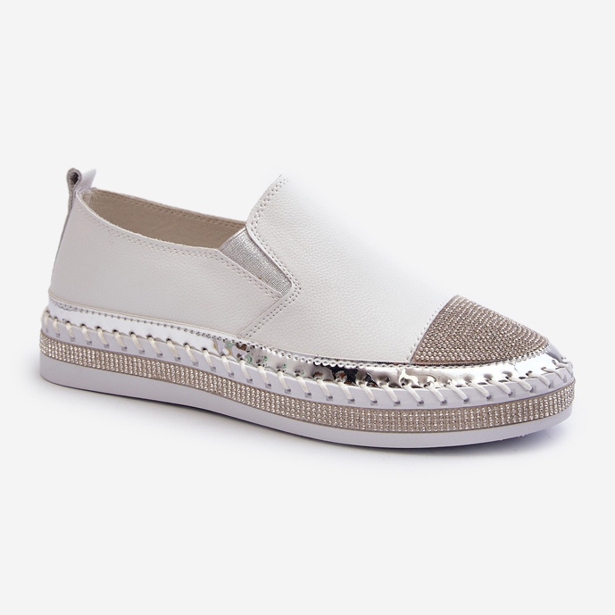 S.Barski Női bőrcipők a fehér D&amp;A LR370 platformon 1