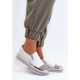 S.Barski Női bőrcipők a fehér D&amp;A LR370 platformon 2