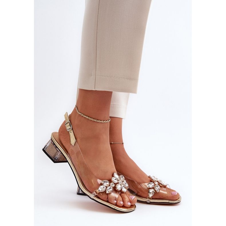 Átlátszó szandál aranytömbön S.Barski MR38-W1 aranysárga 2