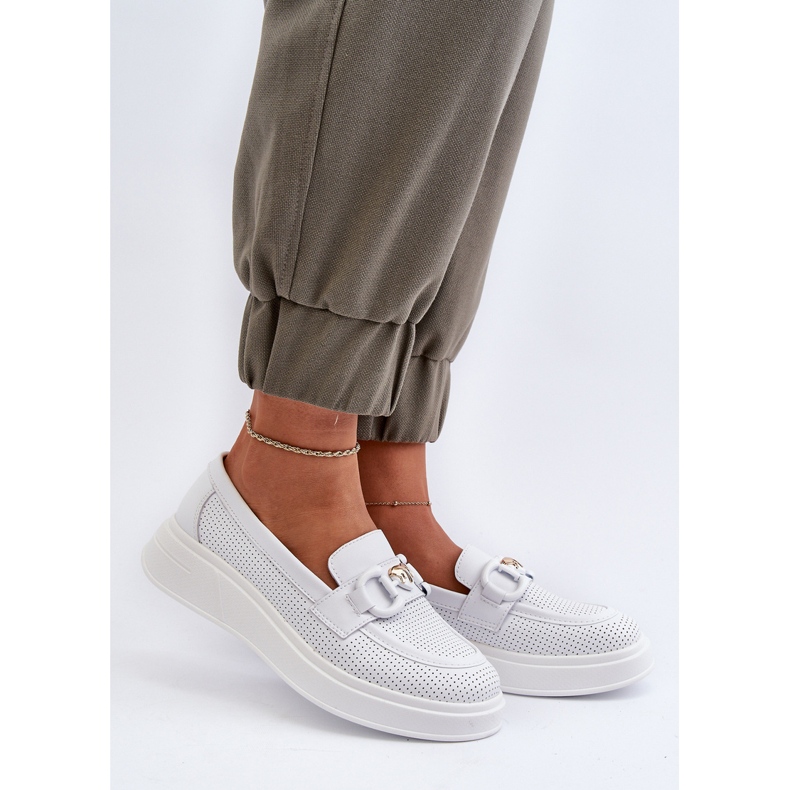 Női Bőr mokaszinok Platformon Fehér S.Barski LR720 2