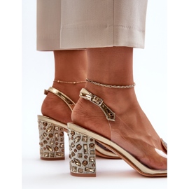 S.Barski Átlátszó szandál egy magassarkú arany D&amp;A MR38-812 aranysárga 1