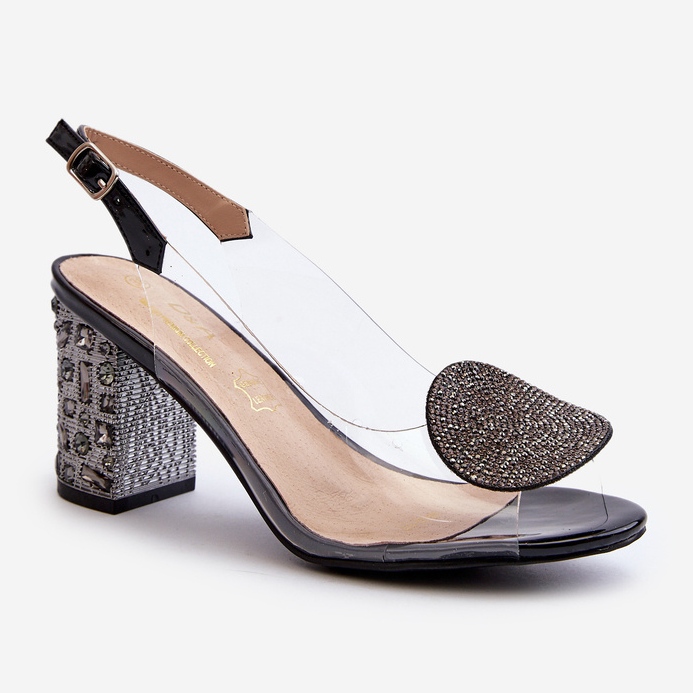 S.Barski Átlátszó szandál magas sarkú fekete D&amp;A MR38-812 2