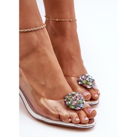 S.Barski Átlátszó magassarkú szandál ezüst díszítéssel D&amp;A MR38-454 1