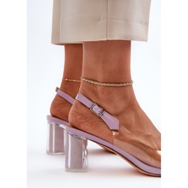 S.Barski Átlátszó magassarkú szandál lila díszítéssel, D&amp;A MR38-454 ibolya 1