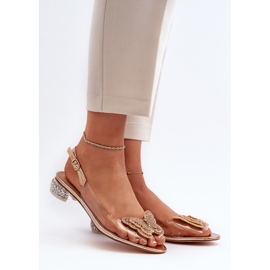 S.Barski Átlátszó alacsony sarkú szandál pillangóval, arany D&amp;A MR38-388 aranysárga 2