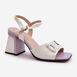 S.Barski Elegáns magassarkú szandál díszítéssel, fehér D&amp;A MR38-156 1