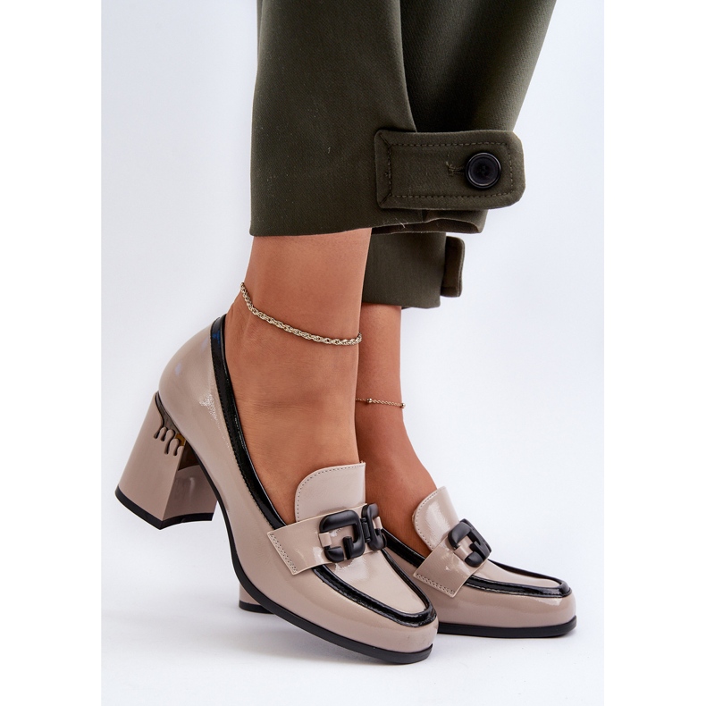 S.Barski Női szivattyúk magassarkún Patent bézs D&amp;A MR38-973 2