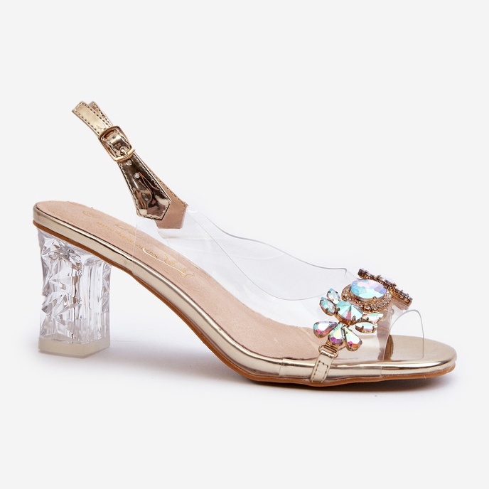S.Barski Elegáns magassarkú szandál arany díszítéssel D&amp;A MR38-444 aranysárga 2