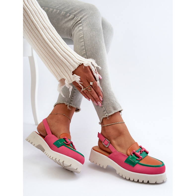 S.Barski Női lapos sarkú szandál díszítéssel, narancssárga D&amp;A MR38-656 1