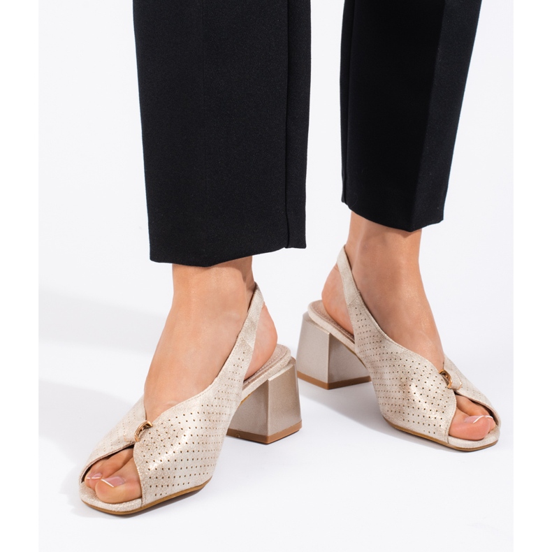 Goodin Elegáns arany magas sarkú szandál aranysárga 2