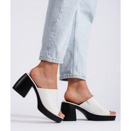 Goodin Fehér női magas sarkú papucs 2