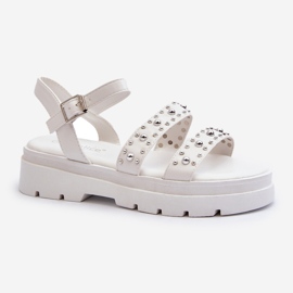 Női díszített szandál Eco bőr fehér Arcida 2