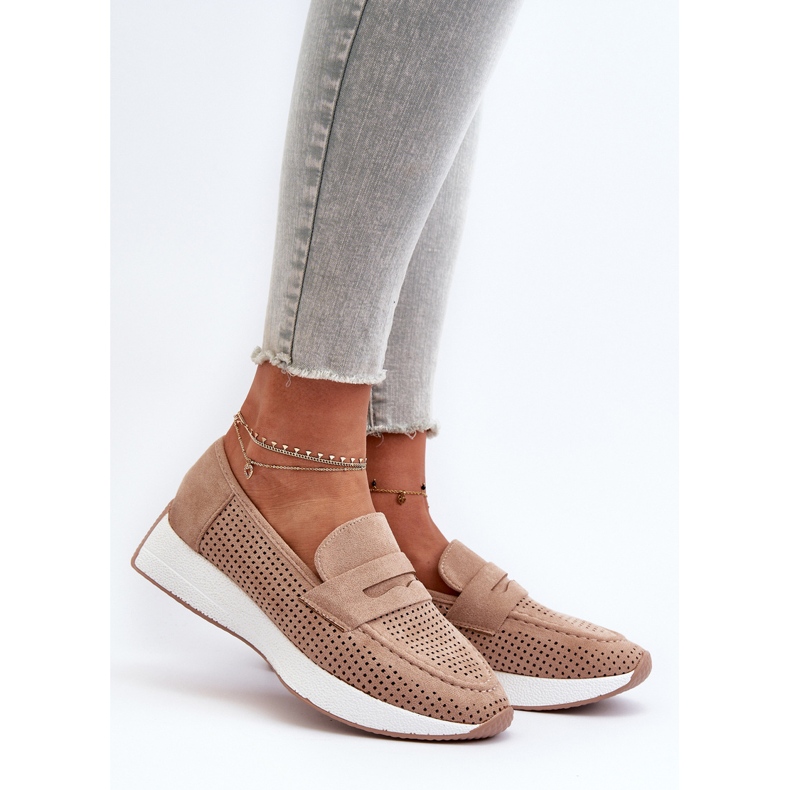 Női Eco Suede bézs platform mokaszin, Inesqua 2