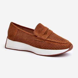 Női Eco Suede Camel Inesqua mokaszinok a platformon barna 1