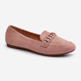Fényes női mokaszin lánccal, Pink Aredilla rózsaszín 1