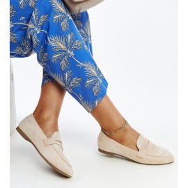 Világos bézs mokaszinok Hennie öko-velúrból 1