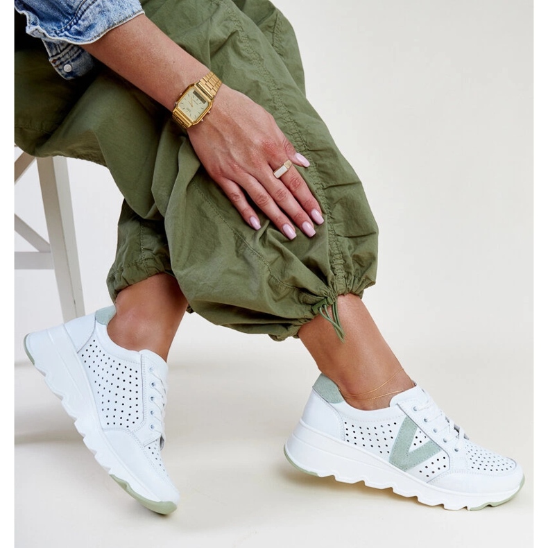 Vinceza fehér bőr áttört tornacipő 1