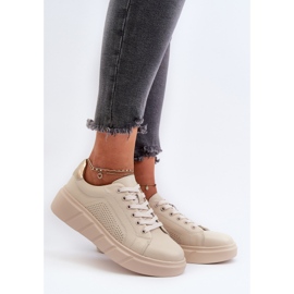 Női bőr tornacipők a bézs színű Gatira Platformon 2 Női bőr tornacipők a bézs színű Gatira Platformon 2