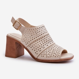 Áttört szandál magas sarkú Sergio Leone SK565 világos bézs színű 1