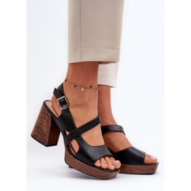 Női magassarkú szandál, Sergio Leone SK577 fekete 2