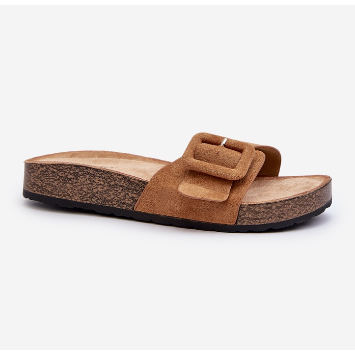 Női Eco Velúr Camel Laeltia Flip-Flops csattal barna 2
