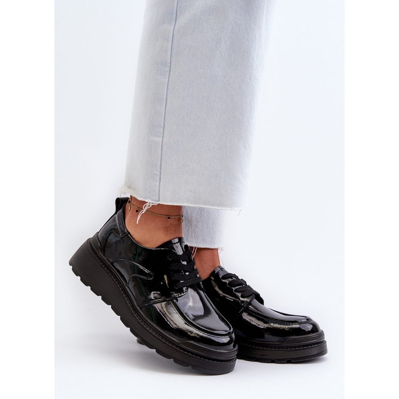 Női lakkbőr cipő, természetes bőr, fekete Scadaria 2