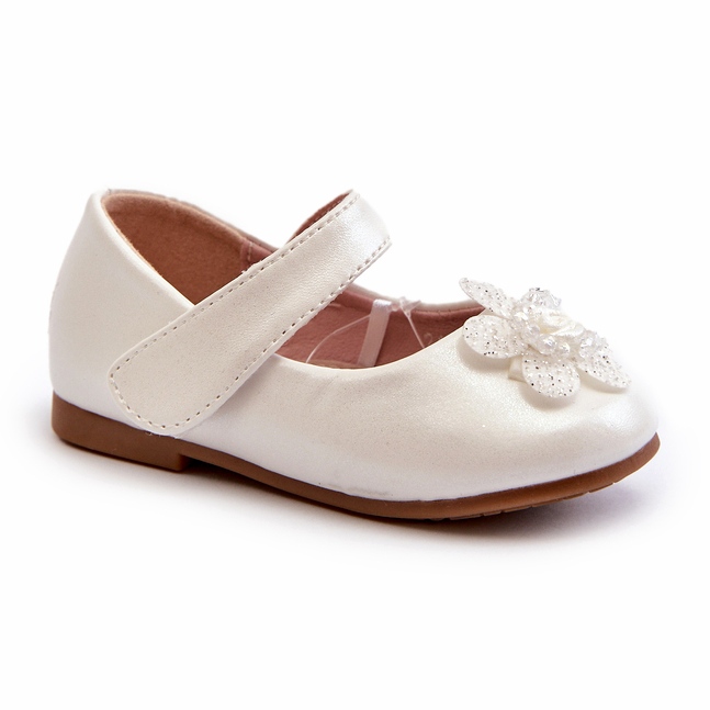 Miss Gyermek balerinacipő tépőzárral és díszítéssel, fehér 1