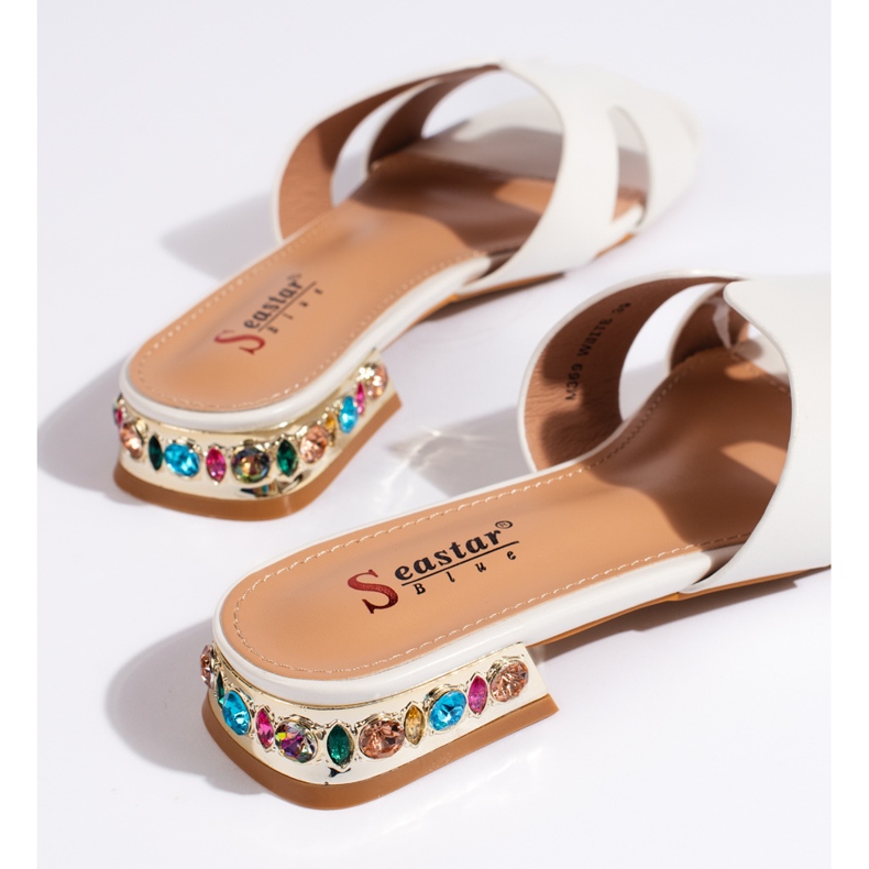 Női fehér lapos papucs 2