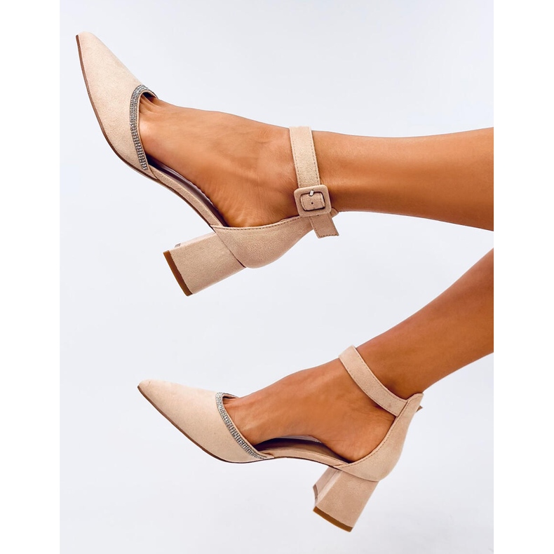 Bardini Nude bokapántos magas sarkú pumpák bézs 1