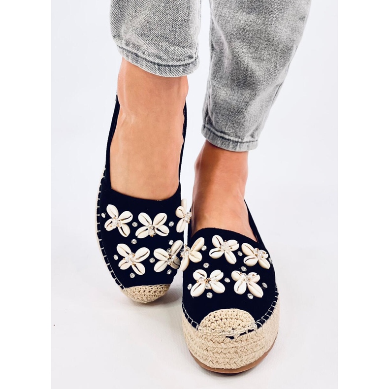 Elif Black espadrillák kagylóval fekete 1