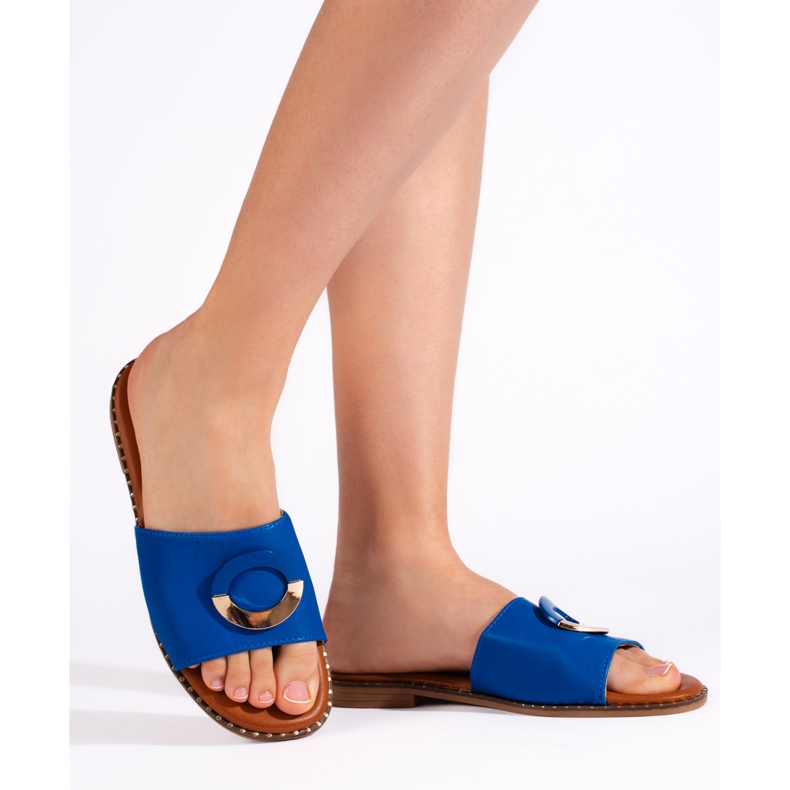 Női kék lapos papucs 2