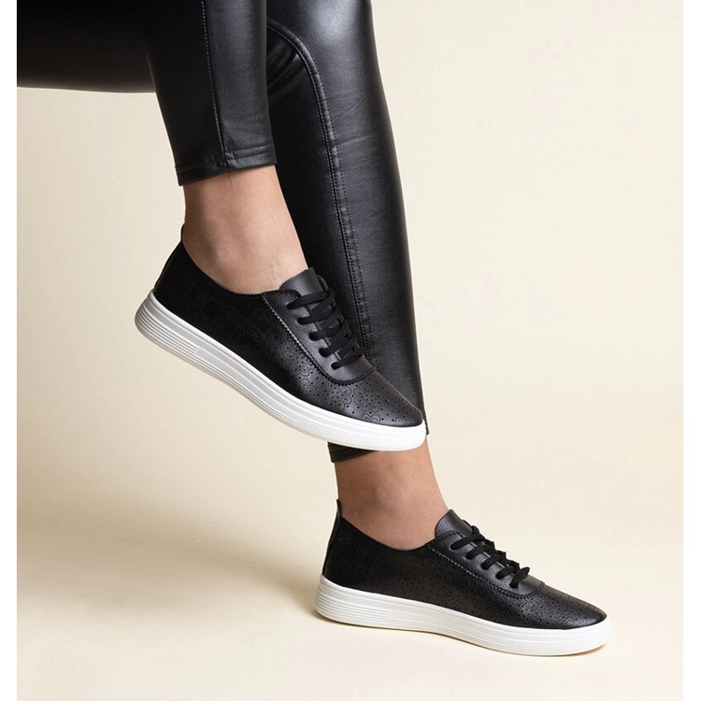 Fekete Whitley öko bőr tornacipő 1