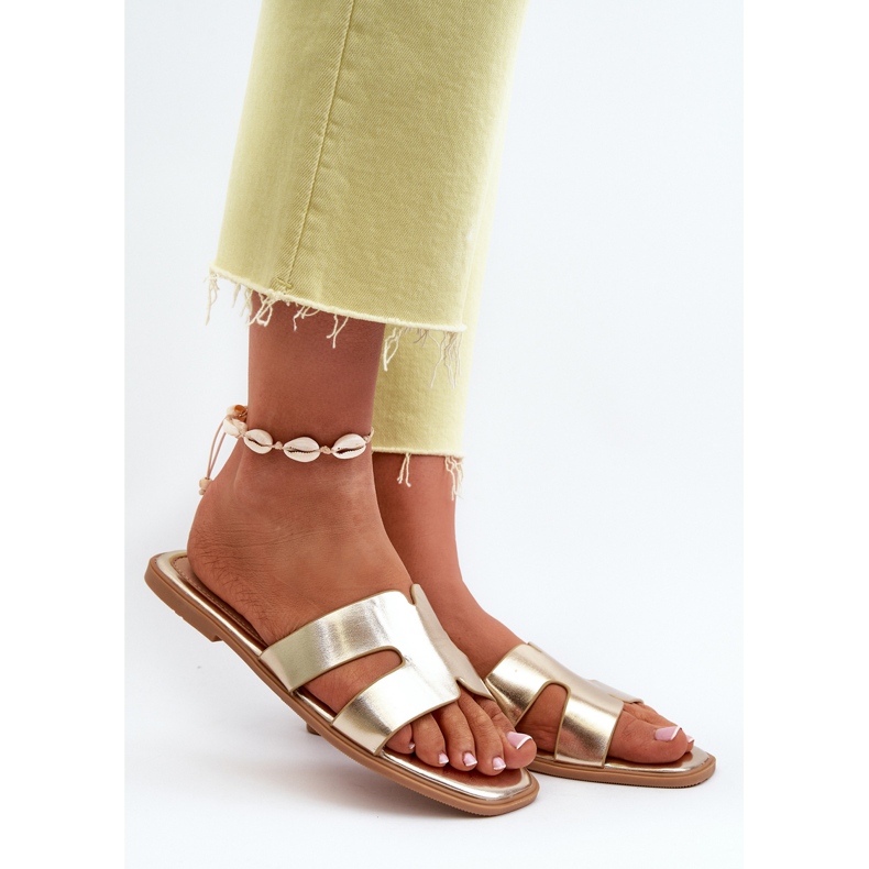 Női lapos papucsok arany Fiviama kivágásokkal aranysárga 2