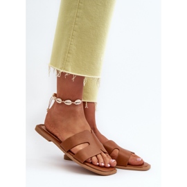 Női lapos papucsok kivágásokkal, barna, Fiviama 2