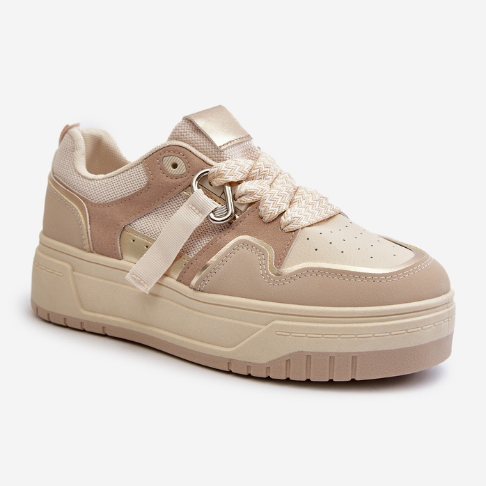 Női Platform tornacipő Eco bőrből, Beige Moun bézs 1