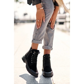 PS1 Jailina szigetelt velúr női trapper bokacsizma fekete 2