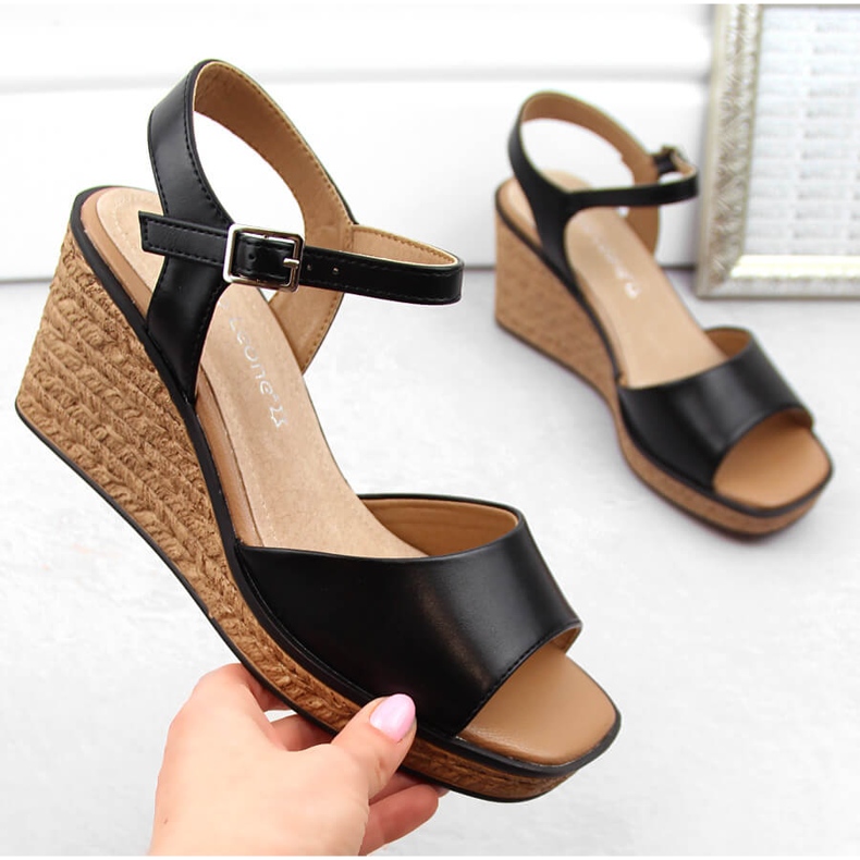 Női fekete ékszandál Sergio Leone SK229 1