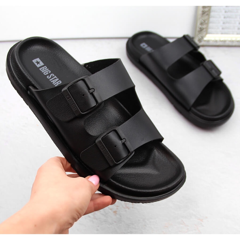 Női hab papucs csatokkal, fekete Big Star NN274A750 1