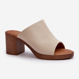 Elegáns, könnyű női papucs magassarkúval, Beige Varnila barna 1