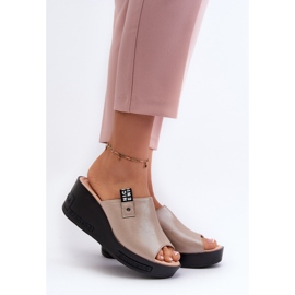 Vinceza Női Wedge Flip-Flops Golden Vleni aranysárga 2