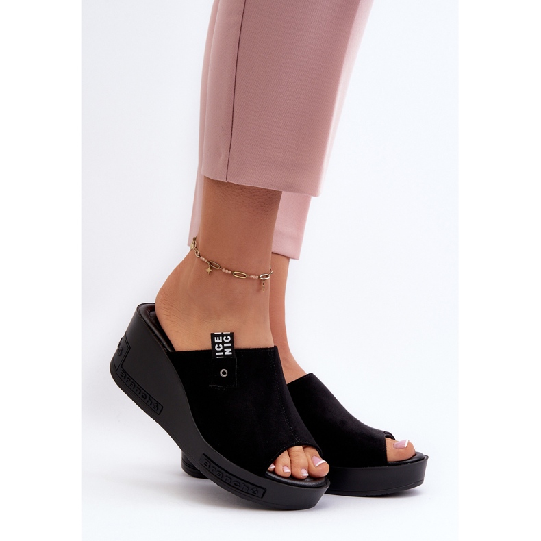 Vinceza Női fekete Vleni Wedge Flip-Flops 2