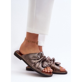 Női lapos sarkú réz papucs Nelvira barna 2