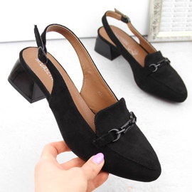 M. DASZYŃSKI Fekete velúr női teljes sarkú szandál M.Daszyński MR23112-4 1