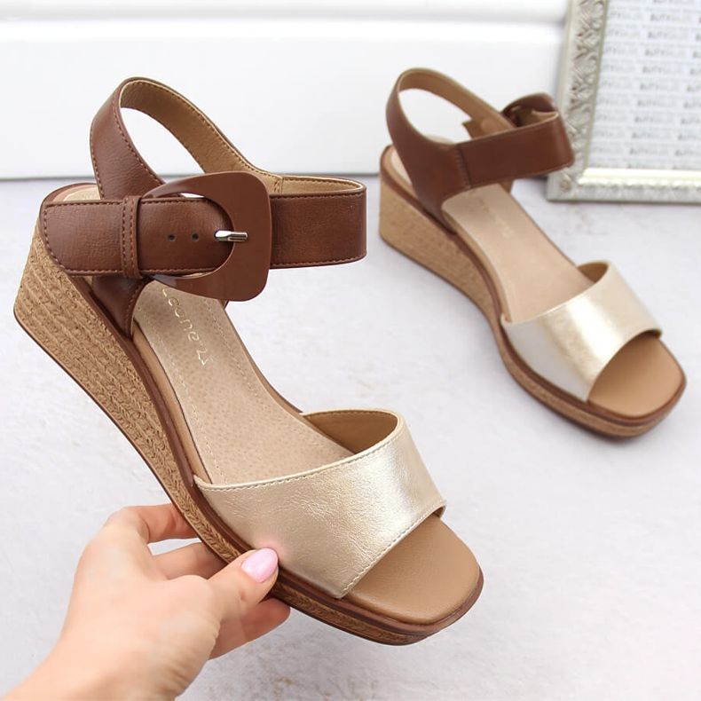 Női ékszandál arany csattal Sergio Leone SK302 aranysárga 1