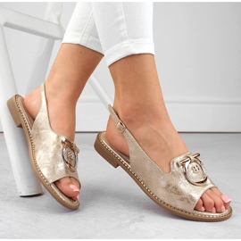 Kényelmes női szandál arany díszítéssel S.Barski 053 aranysárga 1