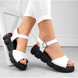 Női bőr ékszandál, fehér, Vinceza 7884 1