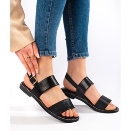 Fekete női lapos szandál 1