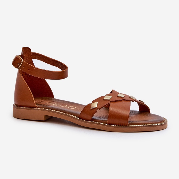 Zazoo 40378 női lapos bőrszandál, barna 2