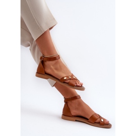 Zazoo 40378 női lapos bőrszandál, barna 1